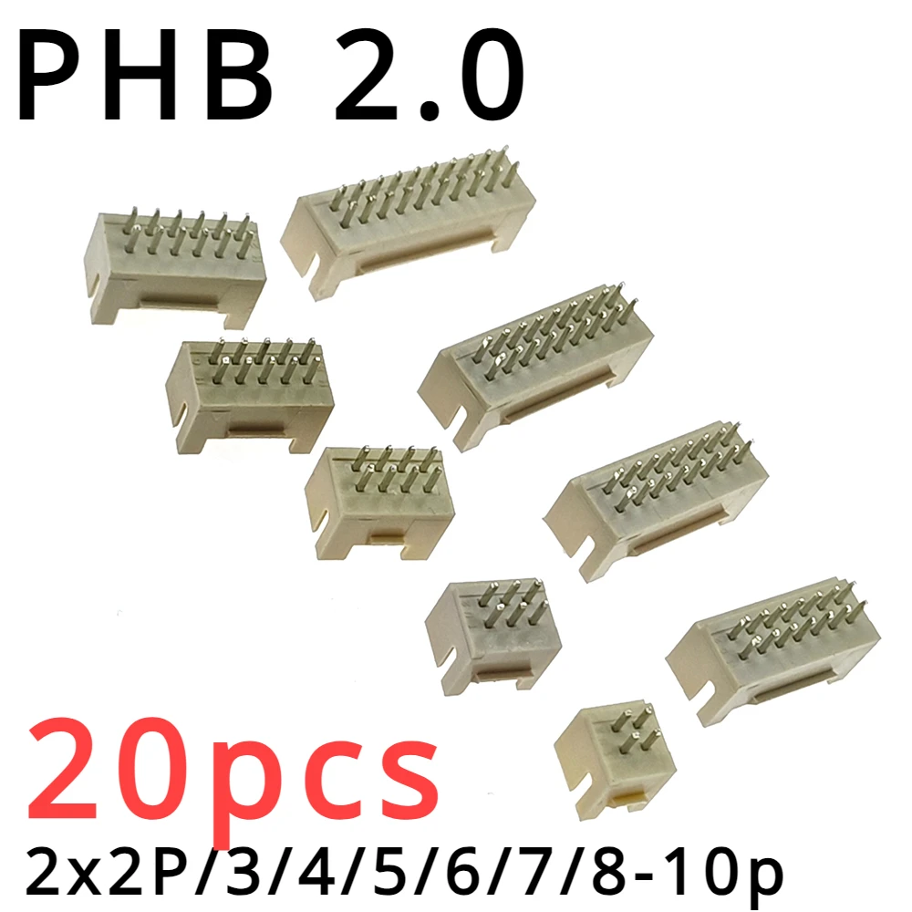 

20pcs Phb2.0mm straight pin double row female socket PHB2.0 2x2P / 3/4/5/6/7/8-10p PHSD connector