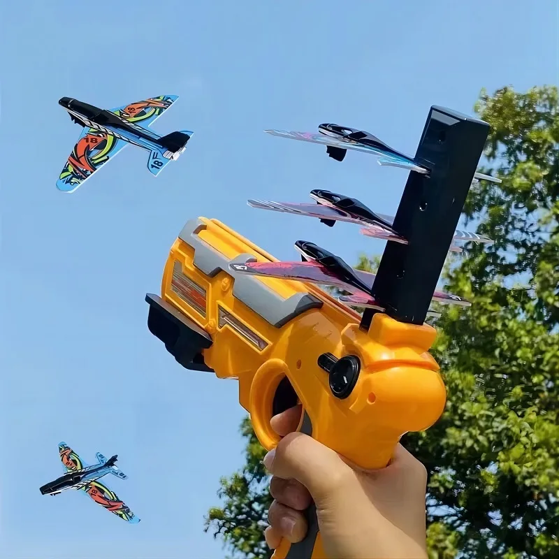 Airplane Launcher Toy Children Throwing Foam Plane Flight Mode Catapult Plane for Kids Boys Outdoor Sport Flying Toys Gifts