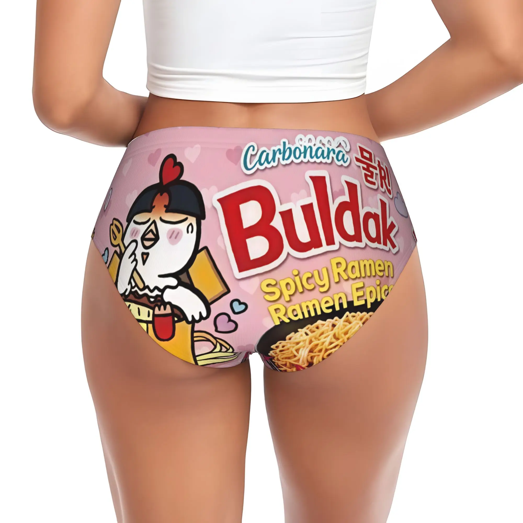 Custom Women Quick Drying Instant Noodle Cartoon  Panties Underwear Female Breathable  Briefs Underpants