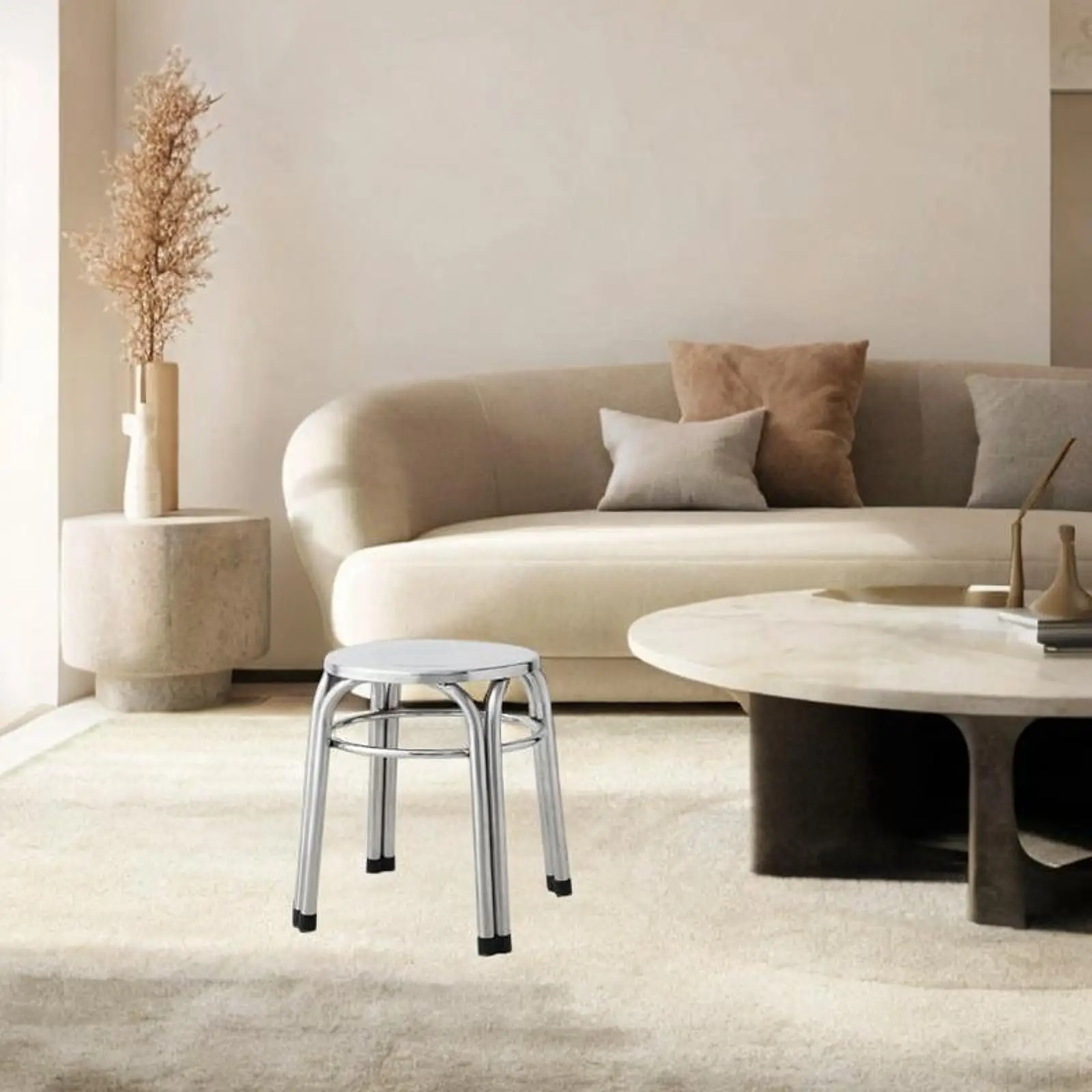 

Круглый металлический табурет из нержавеющей стали, практичный, противоскользящий, штабелируемый, легко моющийся, для класса, сада, кухни, дома