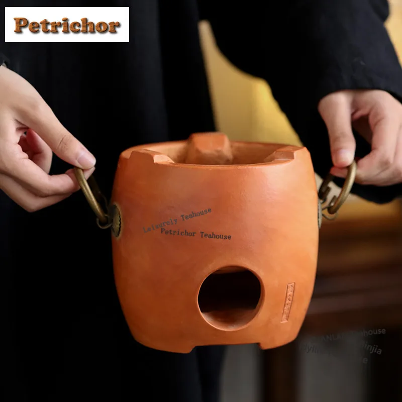 Red Clay Tea Warmer Holder Alcohol Burner Stove Household Kettle Stand Baked Milk Jar Carbon Furnace Cafes Supplies Ornaments