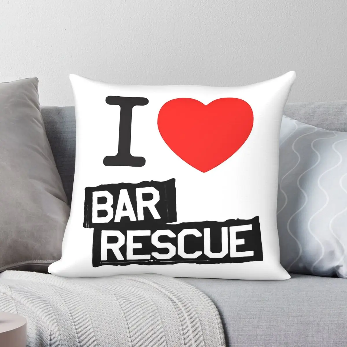 I Heart Bar Rescue Square Pillowcase Polyester Linen Velvet Creative Zip Decor Sofa