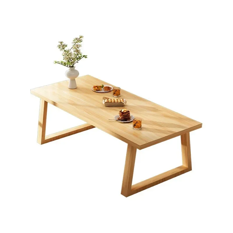 Dining table solid wood legs Nordic household small apartment modern simple rectangular dining table living room long table