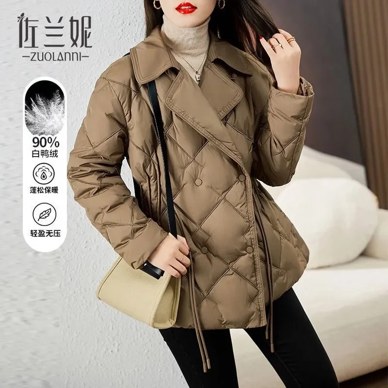 

Suit Collar Light And Thin Down Cotton Jacket Women's Short Fitting 2023 New Popular Fashion Quilted Winter Jacker Padded Cotton