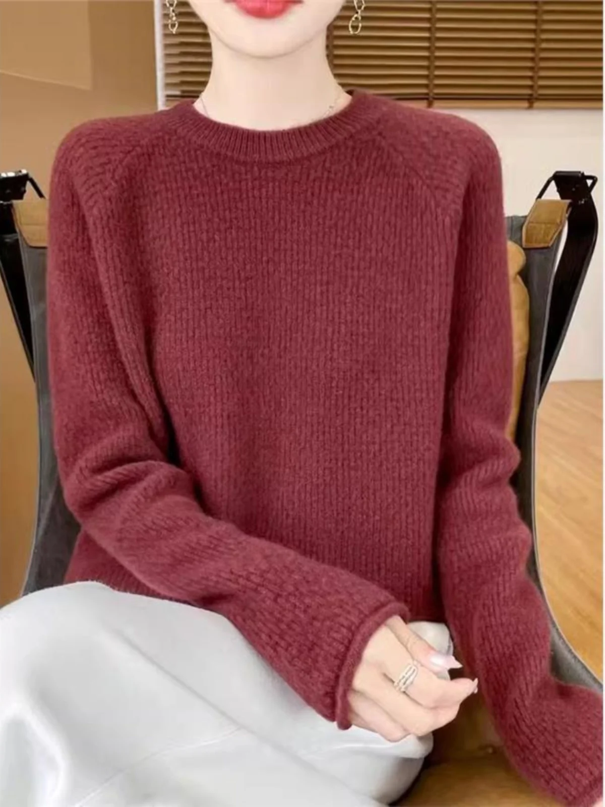 

Thiened Heavy Knit Long Sve женский свитер осень-зима свободного покроя теплый вязаный топ круглый Ne пуловер Faion Sle