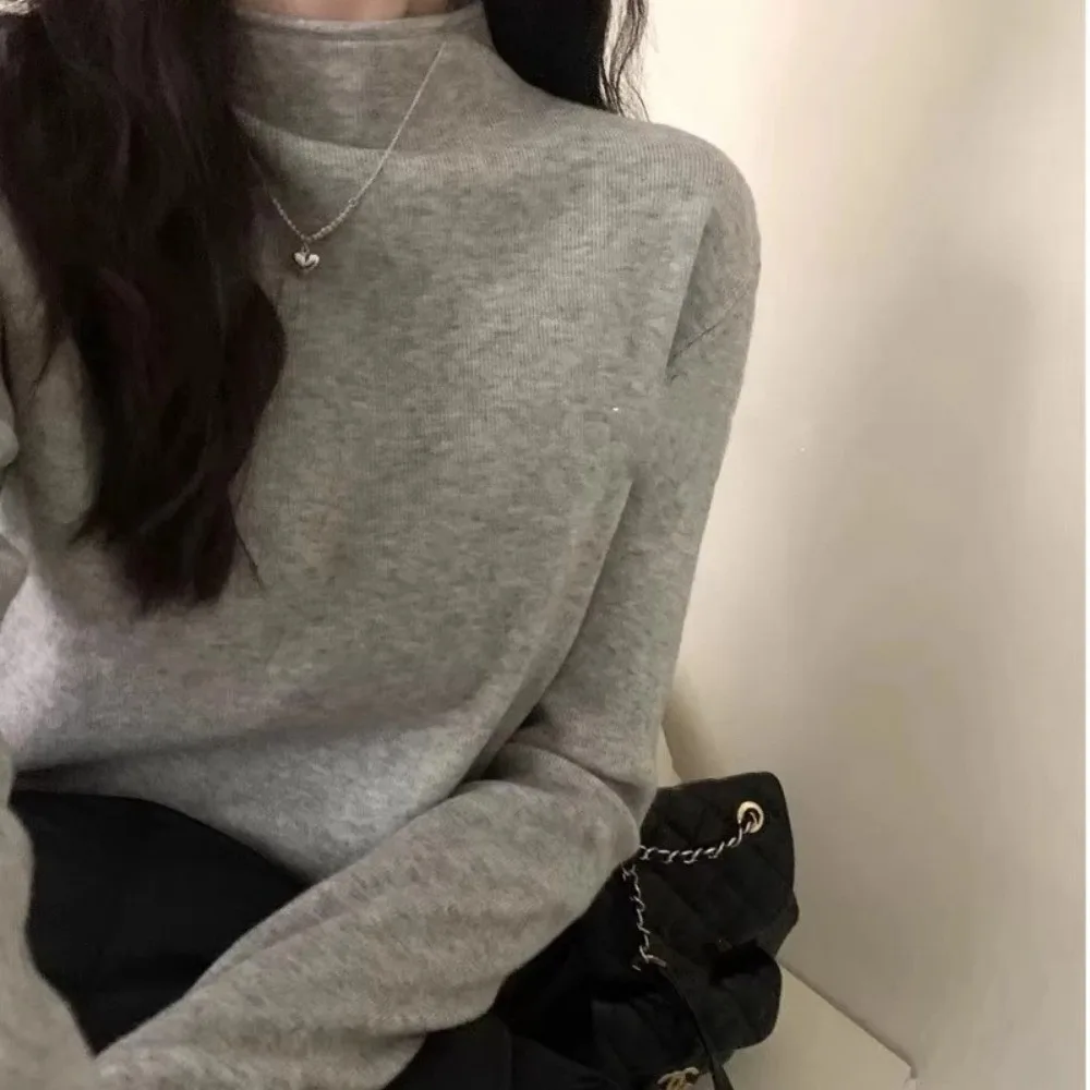 Fashion Soft Women Turtleneck Warm Autumn Winter Solid Sweater Knitted Pullovers Knitwear