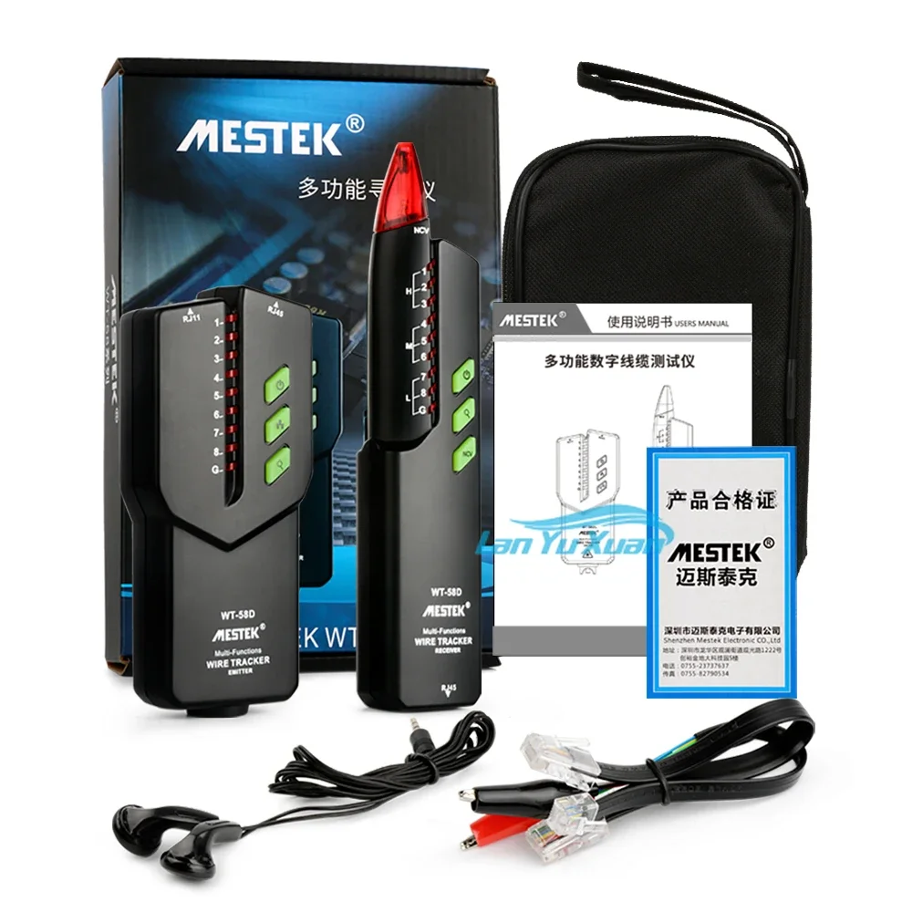 MESTEK WT58D Multifunction Rj45 Rj 11 Network Cable Tester Electric Wire Line Finder Tracker Diagnose Tone Tracer Detector