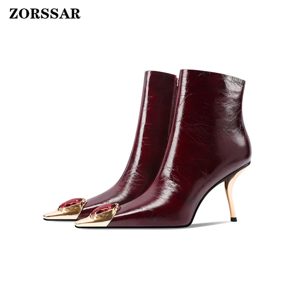 Pointed Toe Women's High Heel Ankle Boots Fashion Elegant Dancing Party Shoes Autumn Winter Women's  Stiletto Boot Short Booties