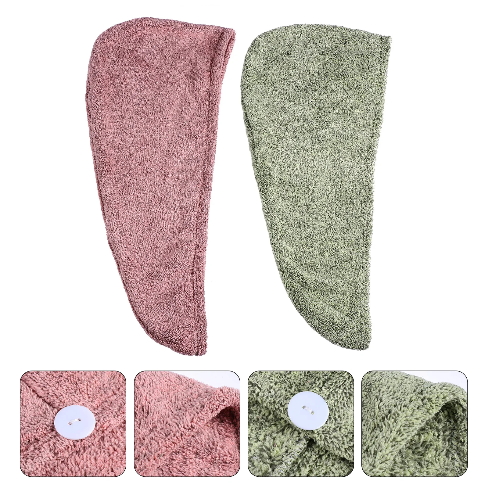 

2pcs Coral Fleece Drying Set With Button Wrap For Women Large Soft For Long Curly Hair Gift Set Hair Towel Wrap Dry Cap Damage