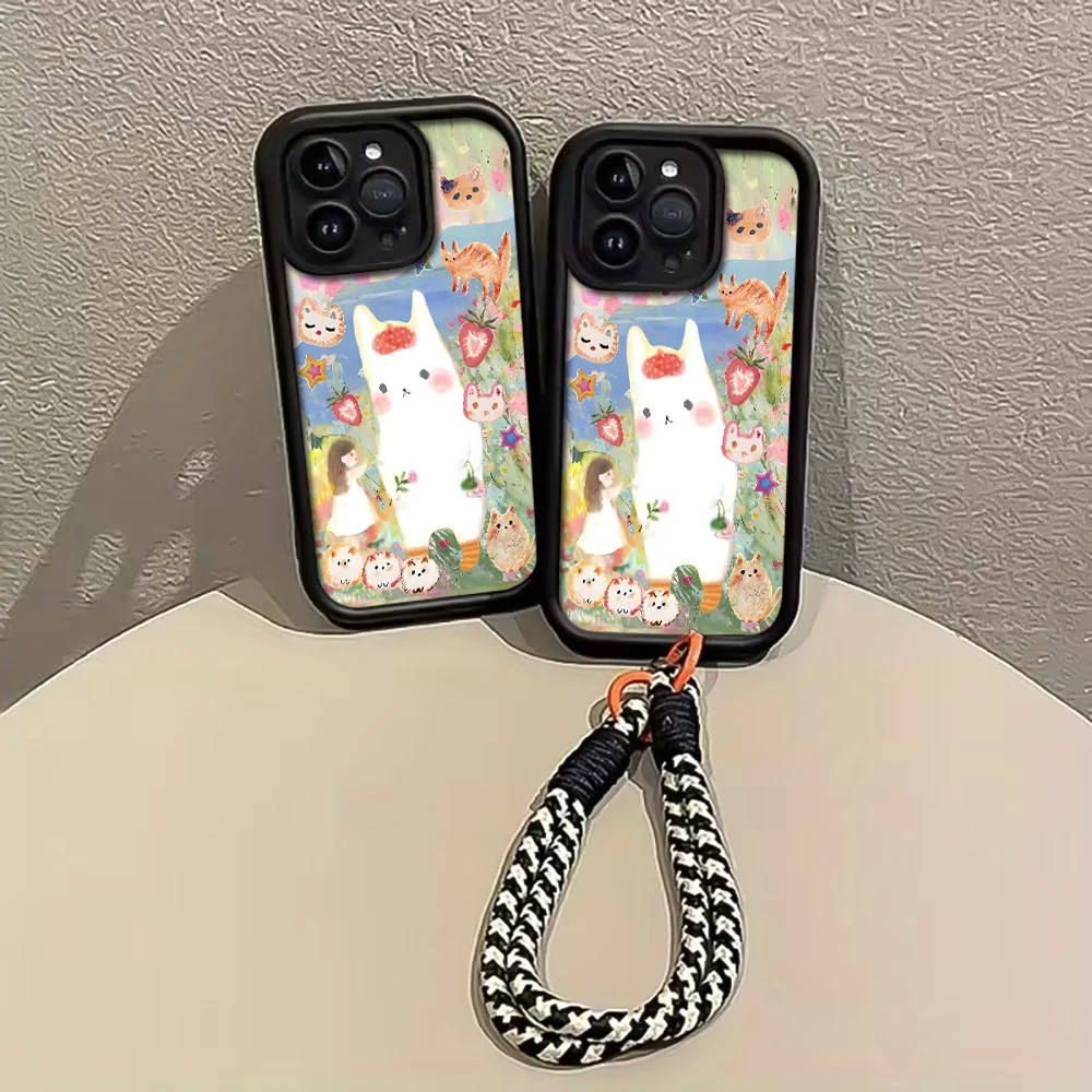 Märchenhafte Hasen-Schlaufen-Handyhülle für iPhone 13 14 15 16 17 Pro Max 15 14 13 Plus 17E XR Stoßfeste Matte Silikonhülle – Detail 2