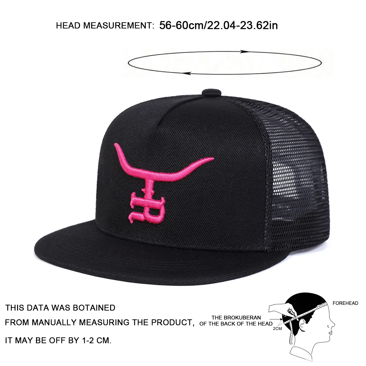 Unisex R Letter Bull Head Embroidery Hip-hop Net Hats Spring Summer Outdoor Adjustable Casual Baseball Caps Sunscreen Hat Cap
