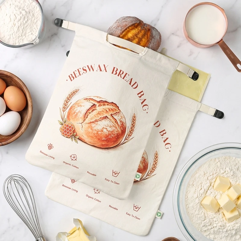 Single Bread Storage Bag with Flexible Form, Closure Bands, Carry Opening, Removable Construction, and Space for Baked Goods and