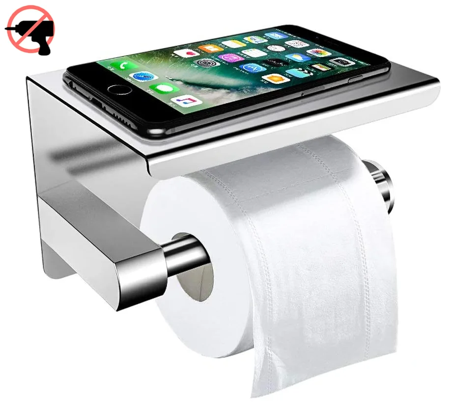 

Stainless Steel Bathroom Paper Holder Toilet Roll Holder No Drilling Wall Mount WC Paper Phone Holders Home Paper Towel Holder