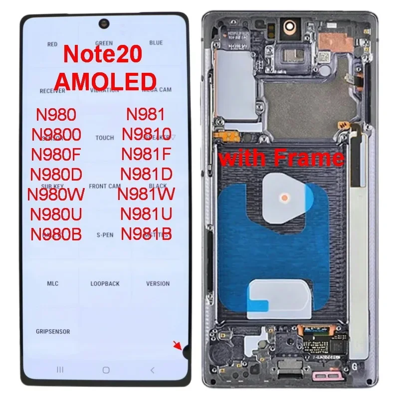 LCD Display Touch Digitizer Assembly Replacement Parts, AMOLED for Samsung Note 20 5G, SM-N980F, N981B