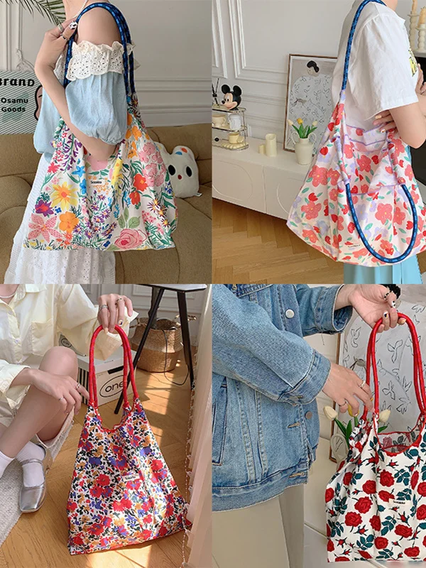 2025 Summer Large Capaci Handheld oulder Bag Dstring op Bag Fre Floral Tote Bag Underarm Bag Cartoon Sle Cas...