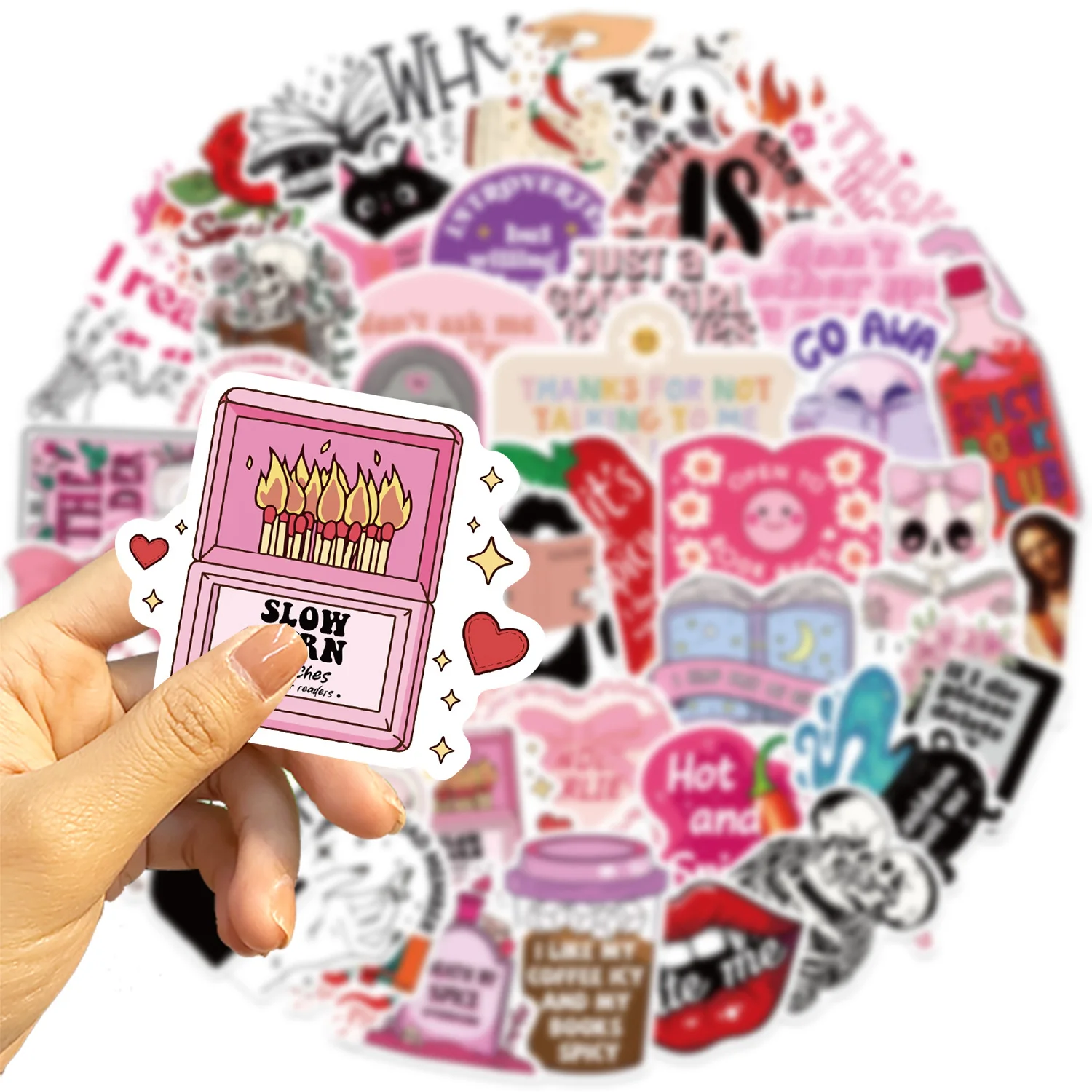 

10/30/50PCS Pink Smut Book-Loving Reader Stickers Aesthetic Love Cute Girls Decals for Computer Mobile Notebook Diary Decor