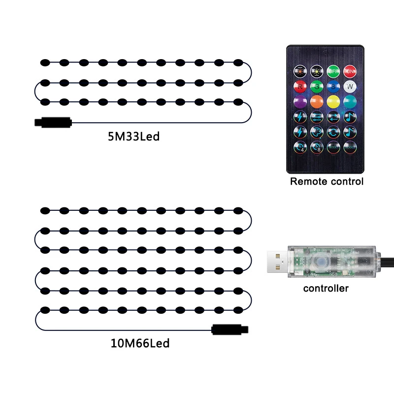 RGBIC-WS2812B الإضاءة دريم كولور أضواء عيد الميلاد سلسلة ، BT الموسيقى ، إكليل الديكور ، USB في الهواء الطلق ، حفل زفاف ، DC5V