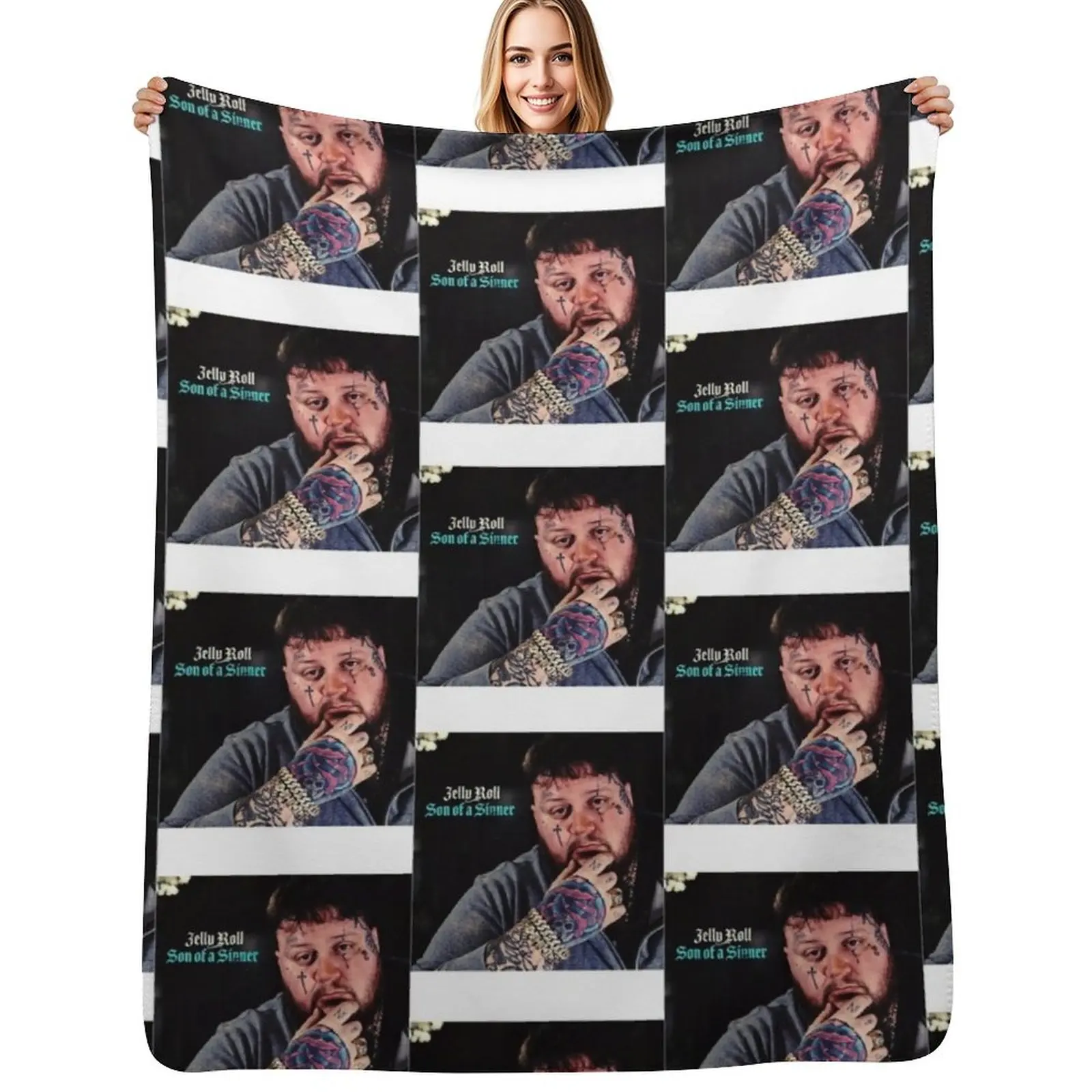 

Jelly Roll Throw Blanket Travel Size Cozy Blanket for Plane Train