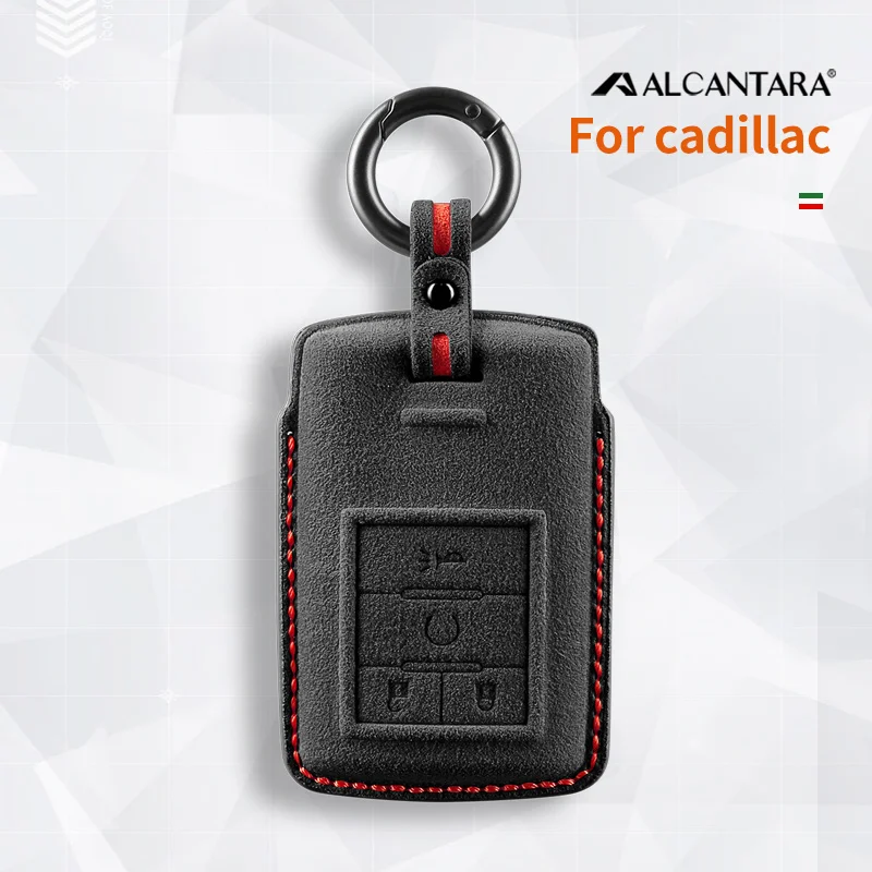 

Car Alcantara Key Case Cover Holder Smart Key Shell For Cadillac CTS ATS 28T CTS-V Coupe SRX Escalade SRX SLS 4Button Keychain