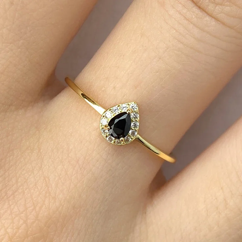 Women's 925 Sterling Silver Zircon Water Drop Ring