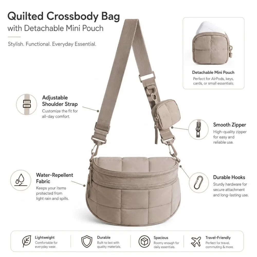 Fashion Large Capacity Shell Crossbody Bags Versatile Casual Quilted Shoulder Bag Lightweight Simple Dumpling Bag for Women view 5