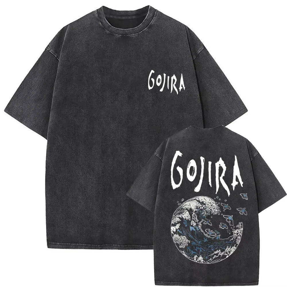 Washed Vintage Metal Rock Band Gojira T-shirt From Mars To Sirius T-shirts Men's Women Gothic Punk Oversized T Shirts Streetwear