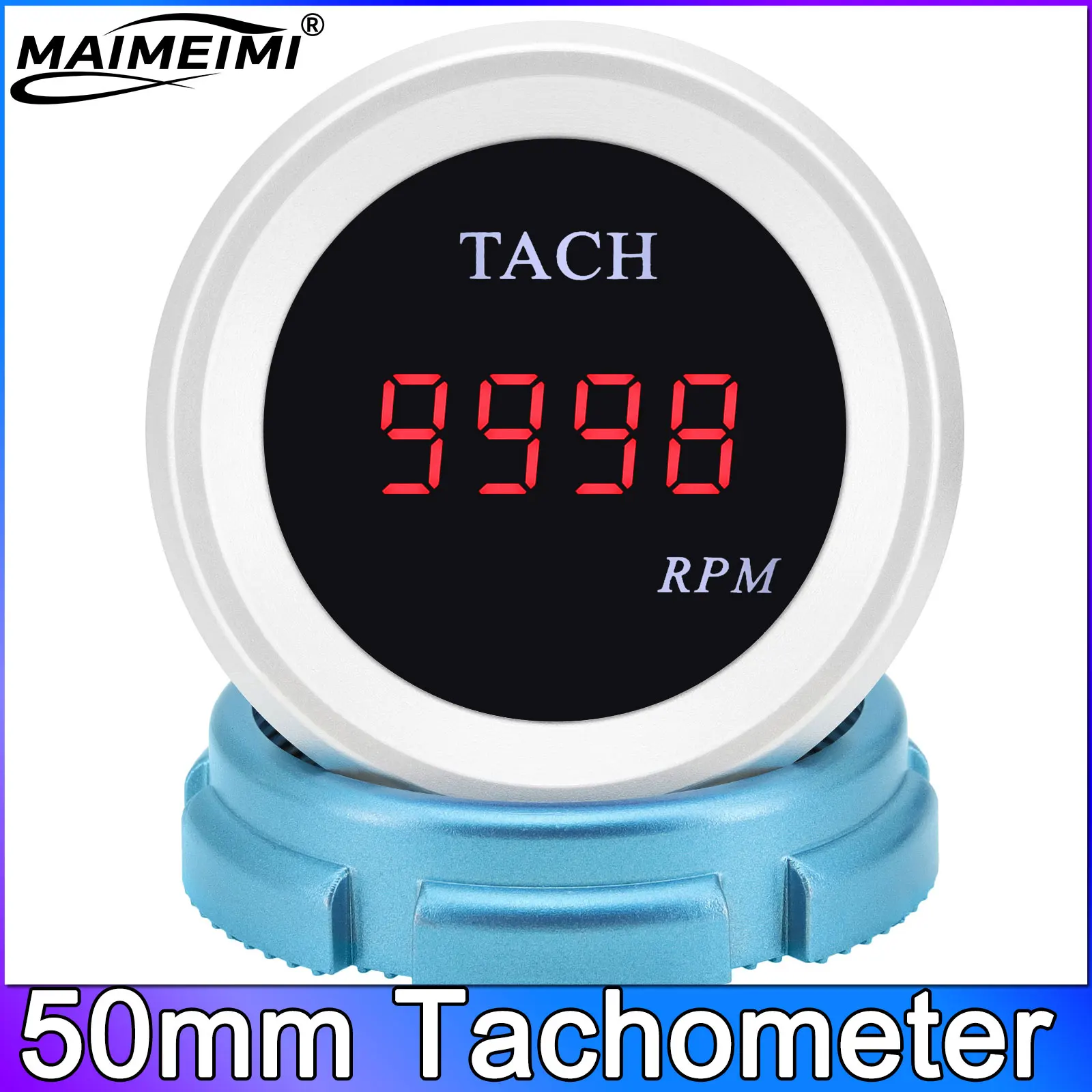 

Тахометр 50 мм для грузовика, автомобиля, лодки, тахометр, красный светодиодный датчик оборотов, автомобильный датчик, цилиндры, аксессуары