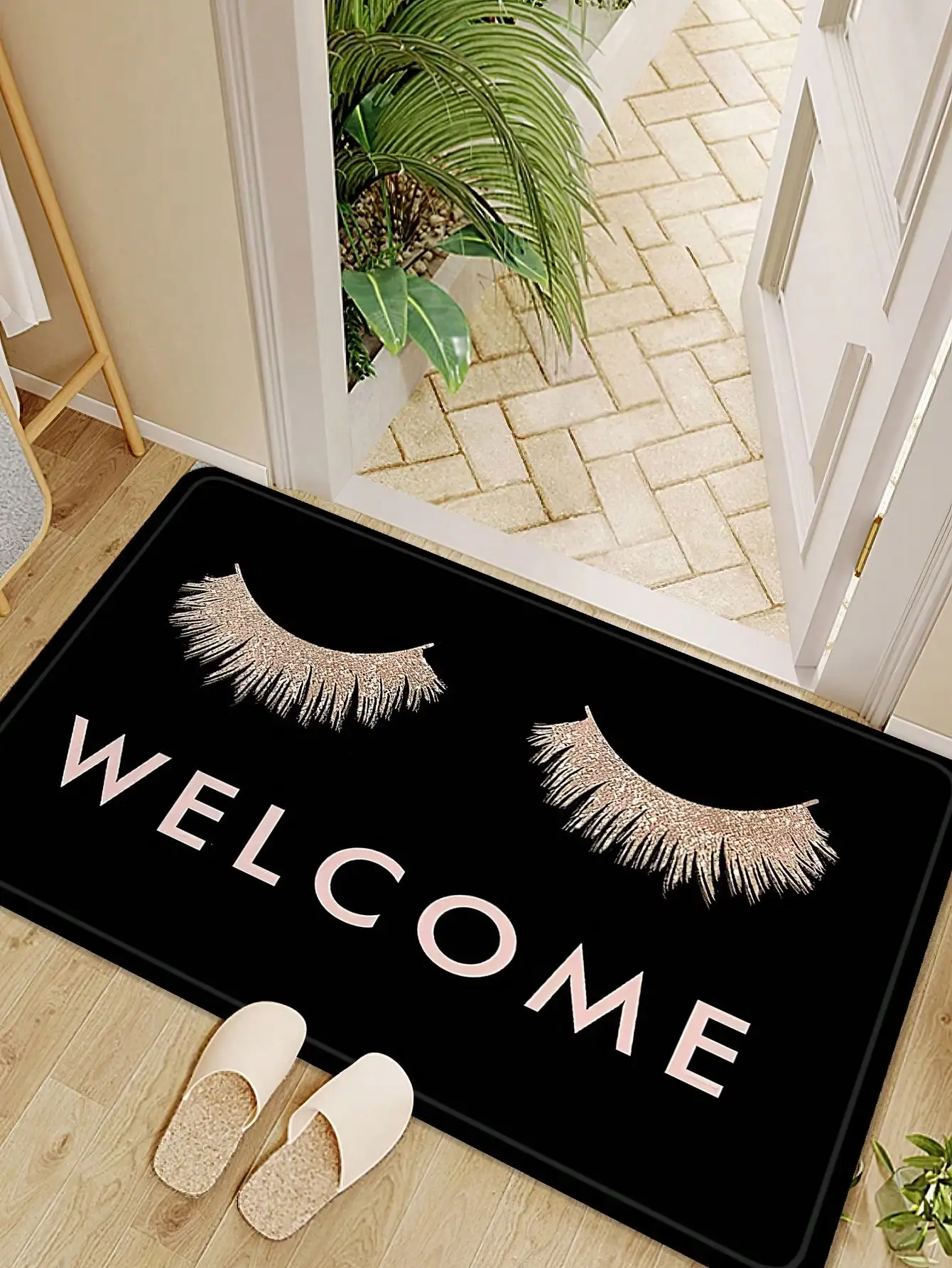 VIKAMA Lightweight Eye Print Crystal Pile Carpet Living Room Bedroom Entrance Foot Mat Kitchen Washable Dirty Resistant Doormat