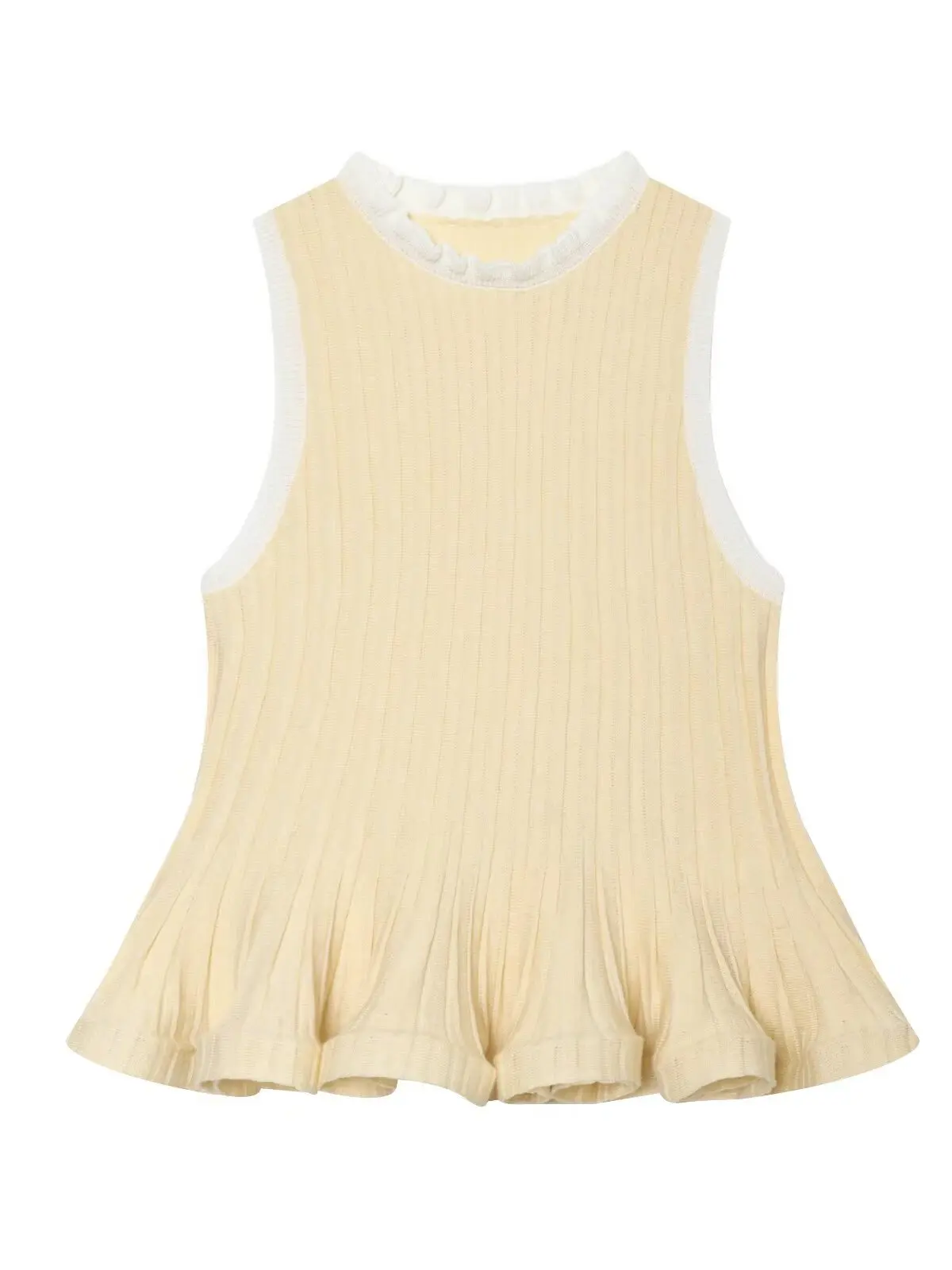 

WMXZ Spring New Women's Casual Style Sleeveless Ribbed Knitted Skirt Top Loose Fit round Neck Other Material Vest