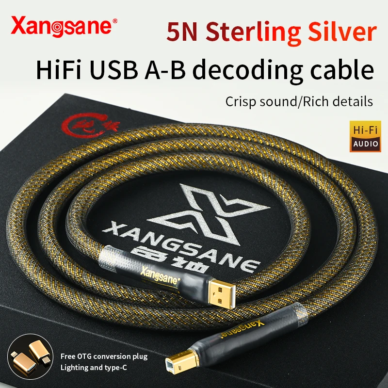 Xangsane HiFi 5N Sterling Silver 4*0.4mm ² kabel USB do dekodowania karty dźwiękowej DAC kabel USB audio