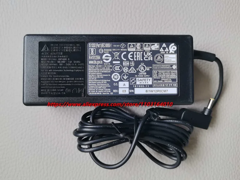 New Original Delta ADP-65DE B 65W 19V 3.42A 3.0*1.1mm AC Adapter for Acer TravelMate TMP215-51G TMP40-51 Laptop Power Supply