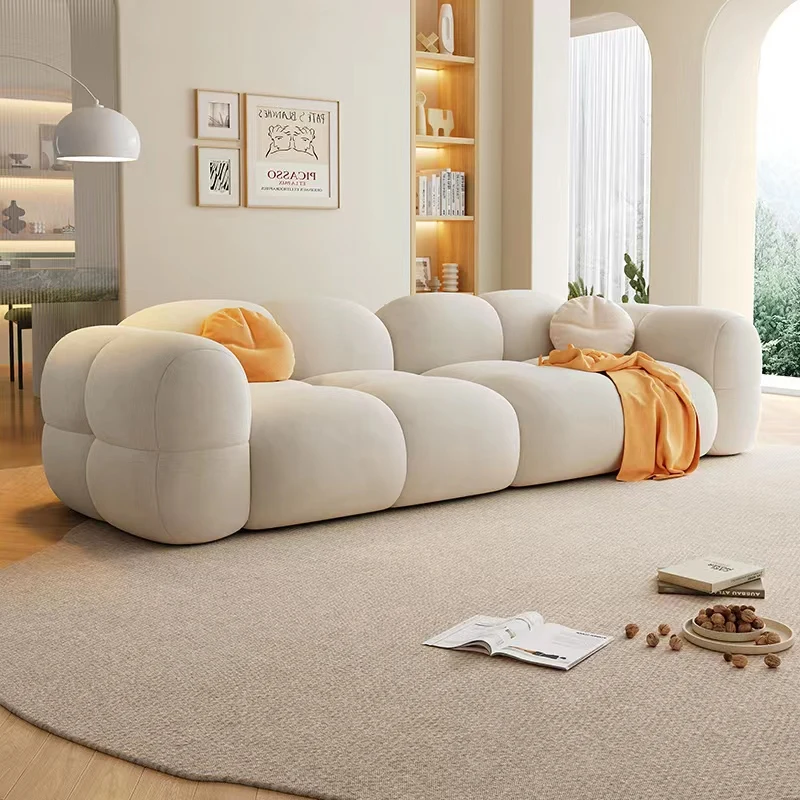 

French White Sofas Puffs Plush Fleece Modern Sofa Simple Luxury Sillon Relax Reclinable Para Salon Living Room Furniture