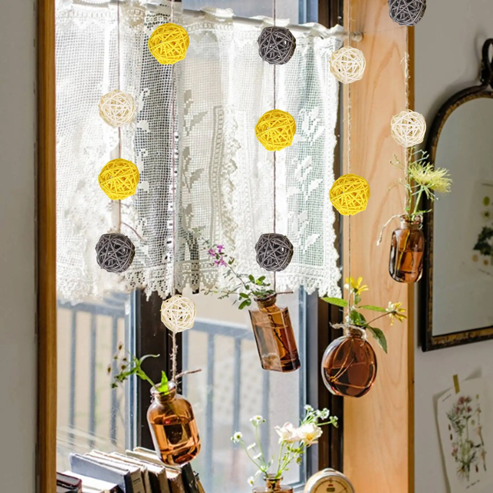 Rotan Bal, 24 Stuks 2 Inch Decoratieve Ballen Orbs Vaas Kom Vulstoffen