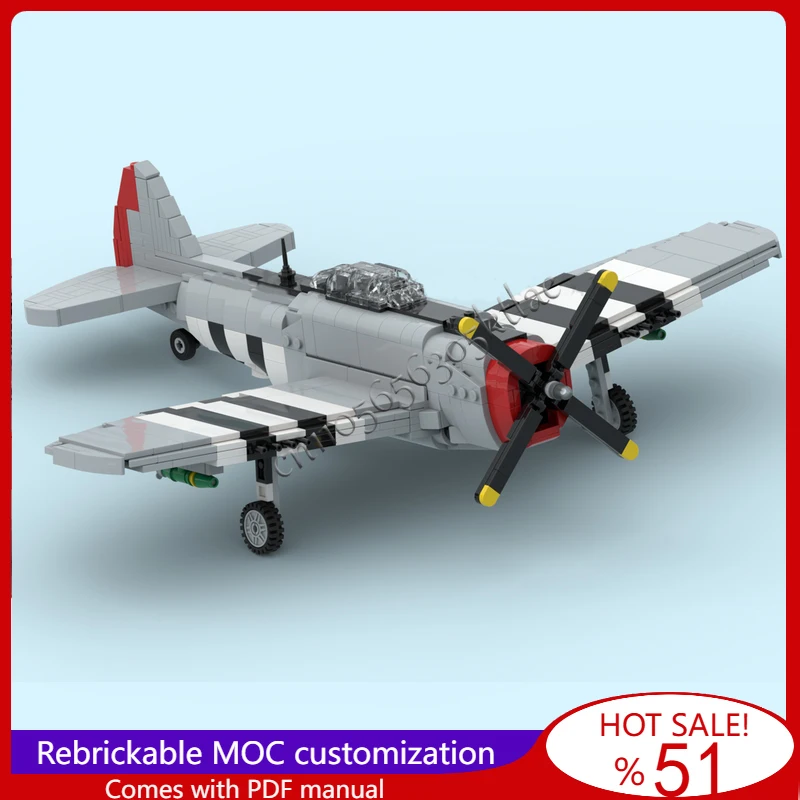 934 pçs P-47 super pesado único motor lutador jato modelo moc blocos de construção tijolo montagem criativa brinquedos para crianças presentes populares