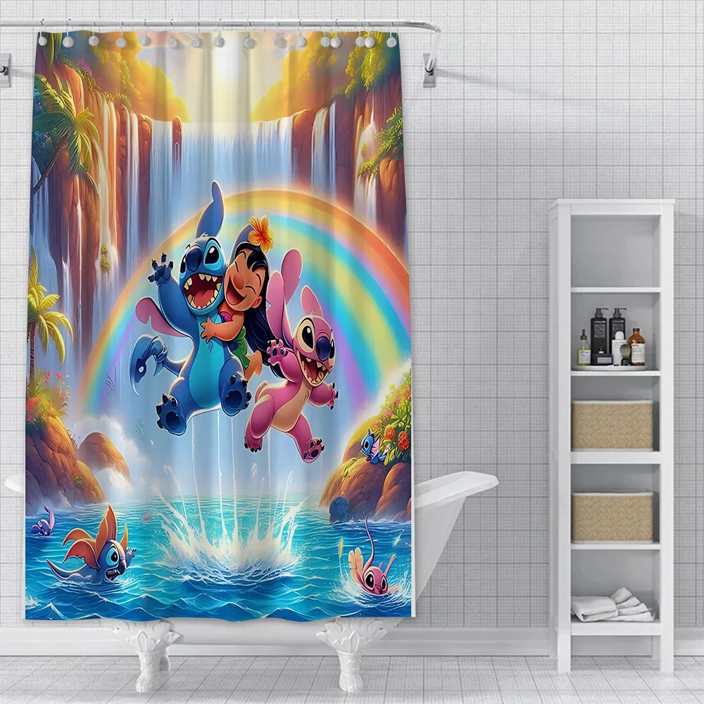 Shower Cute Stitch Curtain Waterproof Polyester Fabric Paint Colorful Bath Curtains Home Bathroom Decor Curtain With Hook