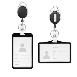 Carrete de insignia retráctil para estudiantes, funda de soporte para tarjeta de identificación, cordones de insignia de enfermera, juego de tarjeteros de Metal de moda para mujeres y hombres
