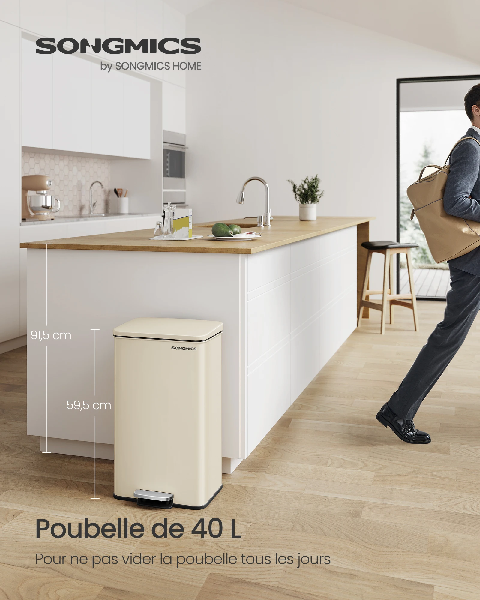40l Küchen mülleimer, groß, Pedal behälter mit Deckel, Stahl, Soft Close, 15 Beutel p
