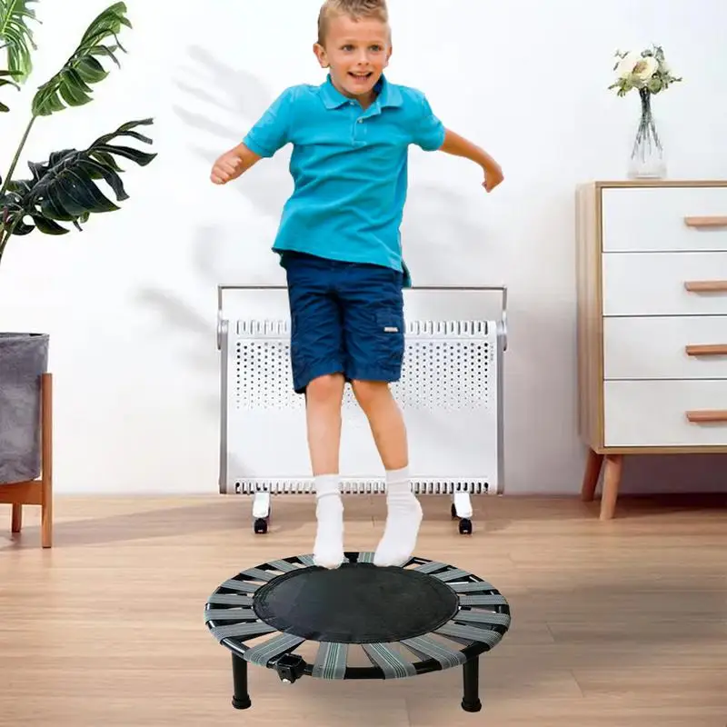 Mini Trampoline With 165 Lbs Max Load Foldable Silent Stable Jumping Bed For Kids And Adults Indoor Playing And Fitness