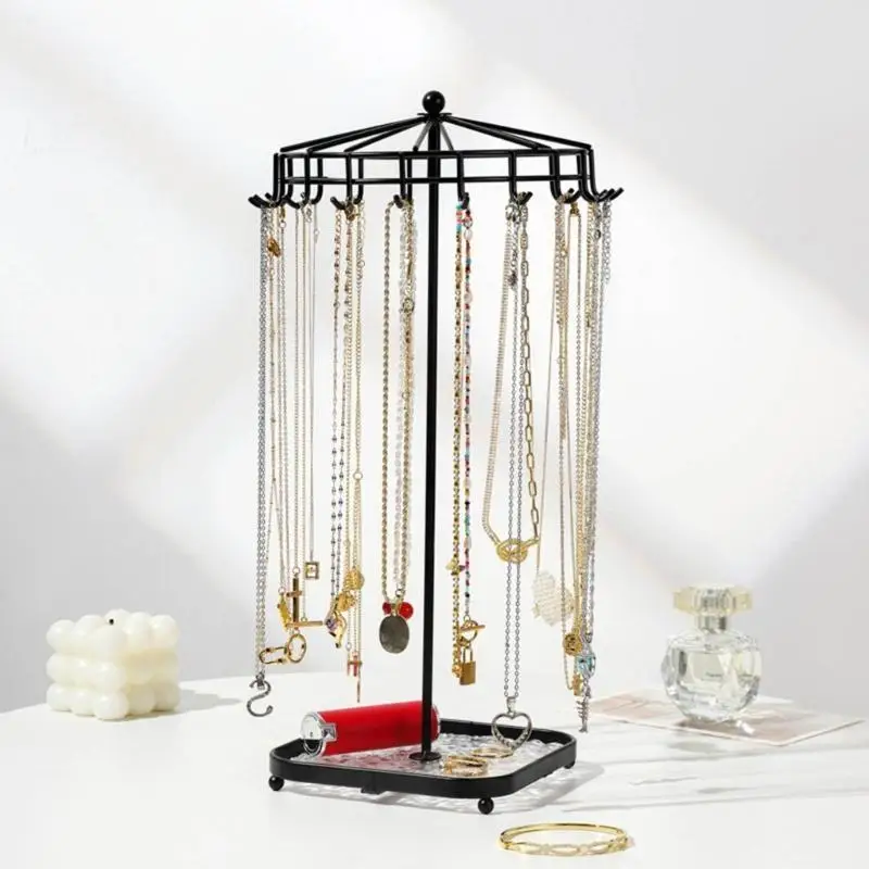 حامل قلادة من سبيكة J78F، حامل قلادة مريح، حامل مجوهرات دوار أنيق #5