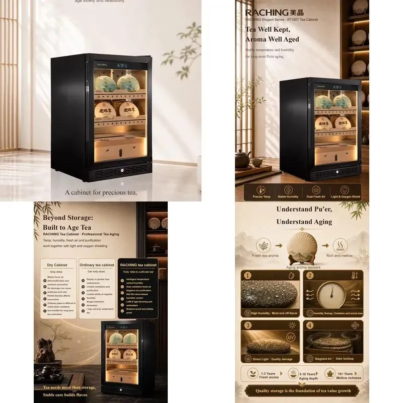 102L Electric Stainless Steel Tea Cabinet Durable Waterproof Three Layer Wood Laminate Constant Temperature and Humidity