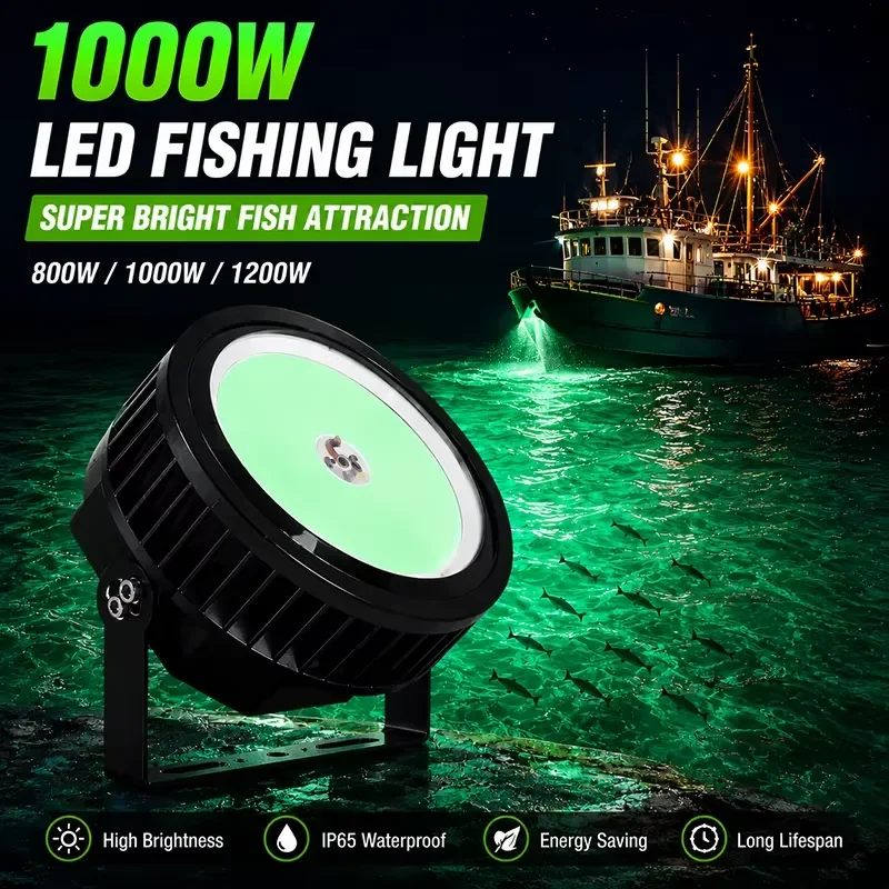1000W Marine LED Fishing Light IP65 Waterproof Fish Lure Marine Spotlight, Suitable for Deep Sea Fishing