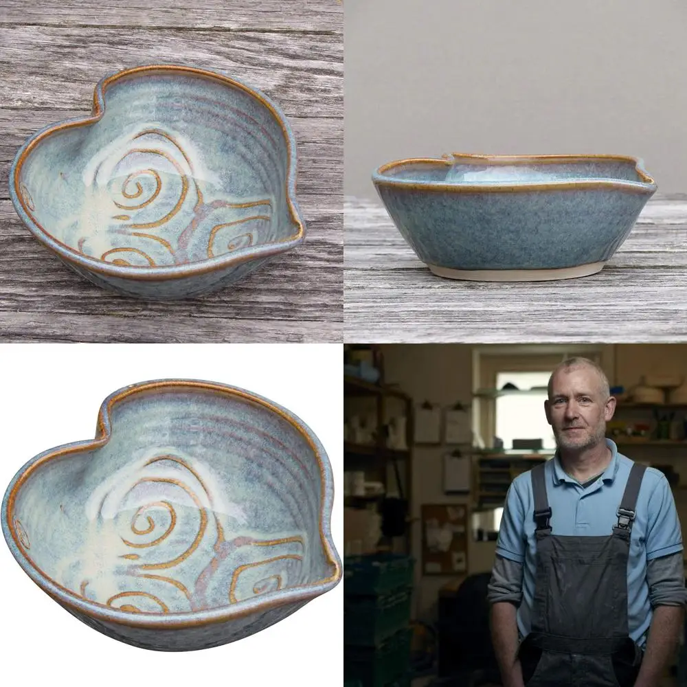 

Irish Handcrafted Pottery Bowl, 6 Heart-Shaped, Celtic Spiral, Lead/Cadmium Free
