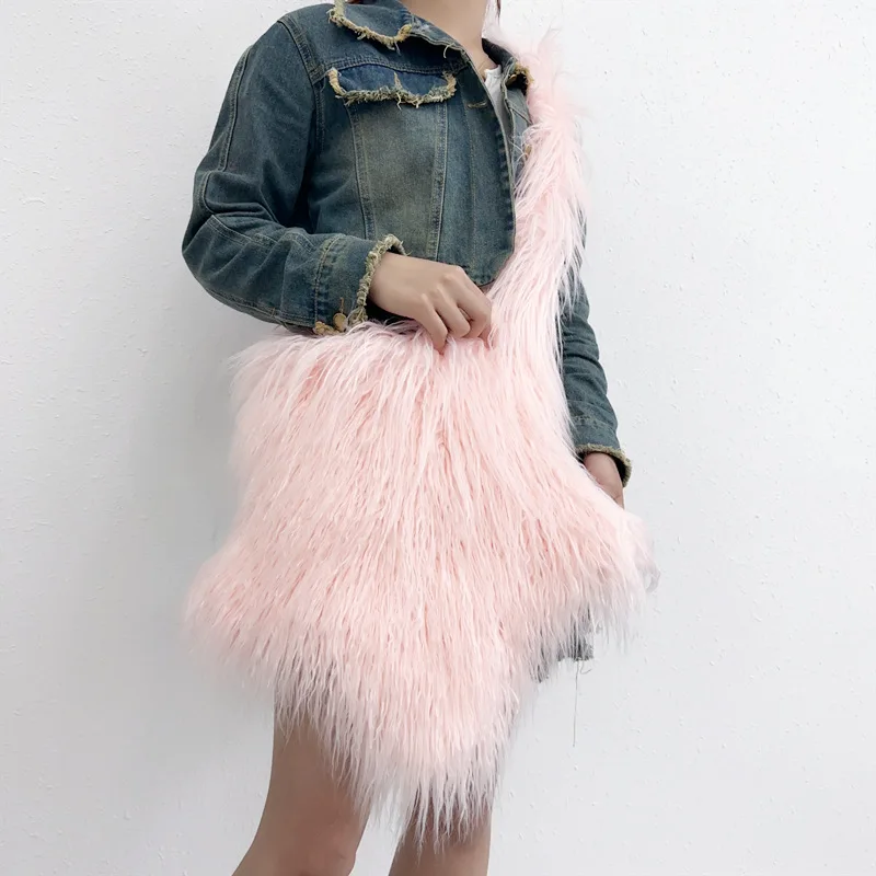 Faux Fur Women Bag Star Shape Autumn Winter Street Style Shoulder Bag Pures and Bag Crossbody Girls Bag Euro-America Style