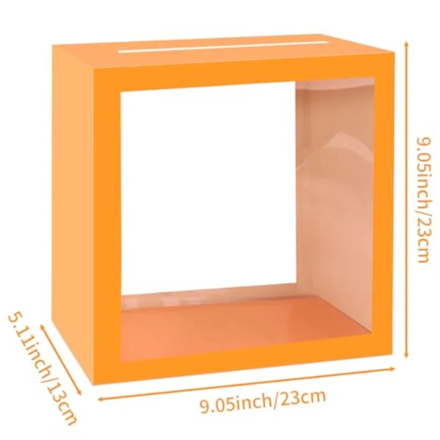 صندوق بطاقات برتقالي مع نافذة شفافة لحفلات الزفاف، صندوق بريد من الورق المقوى، حامل أموال لاستقبال حفل الزفاف، استحمام الطفل أ