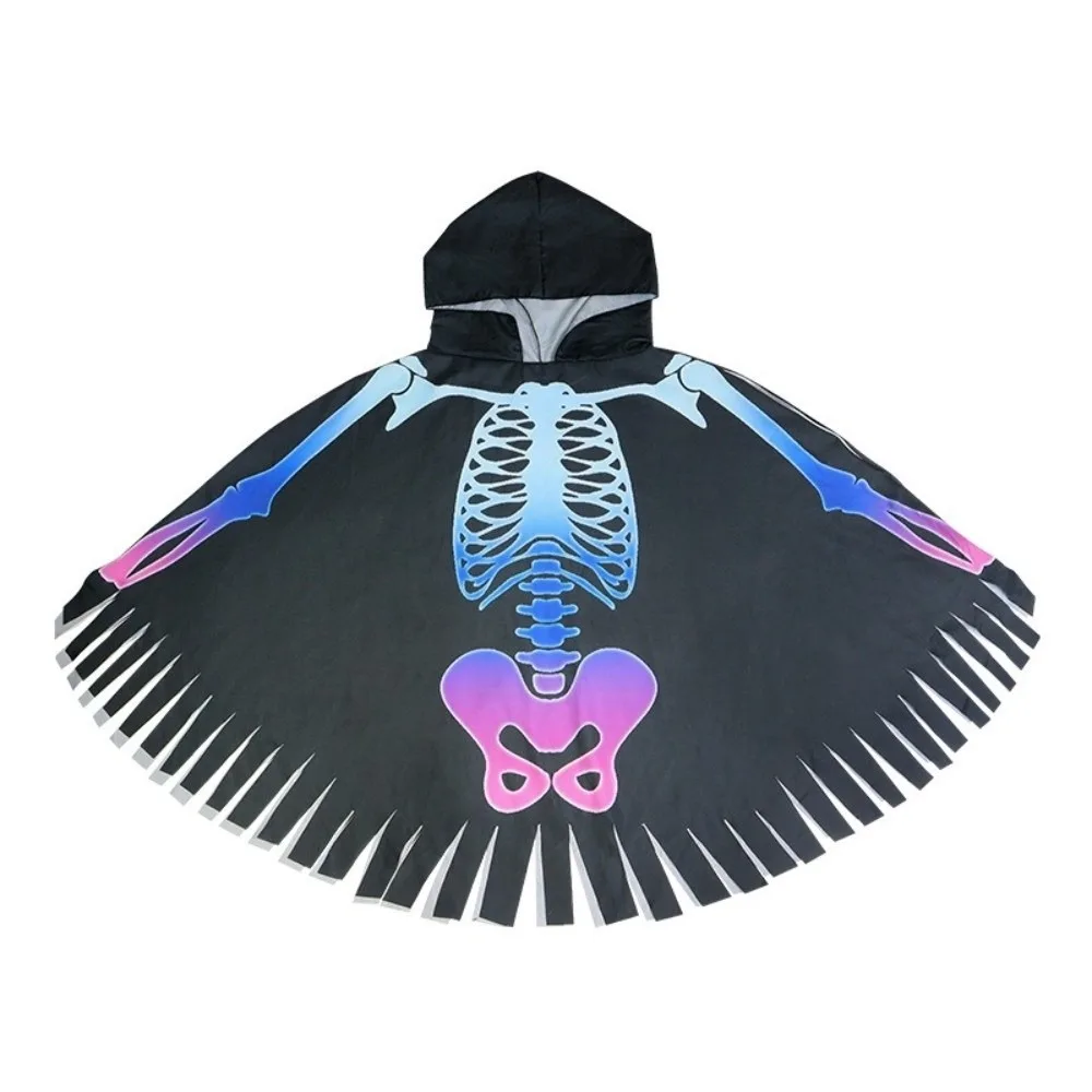 

Fashion Cloth Skeleton Cape Goth Hooded Halloween Props Cosplay Costume Make Up Skull Bones Cloak Adult