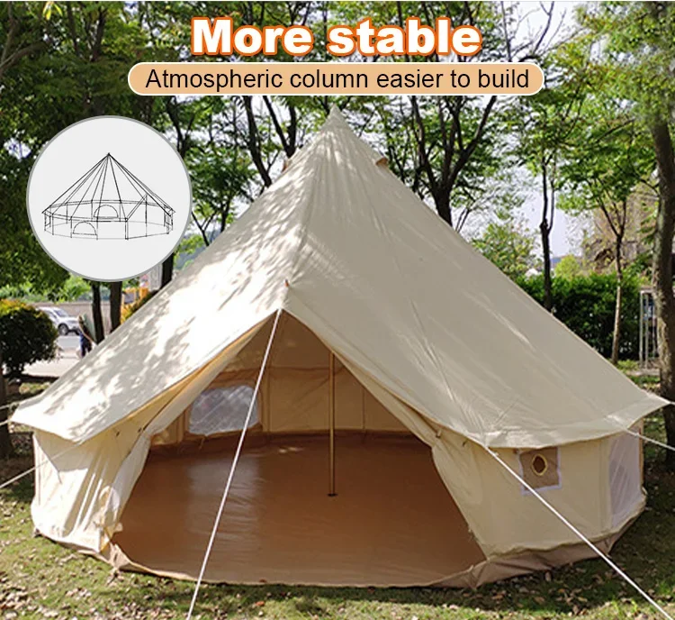 Glamping Tent Luxury Family Camping Waterproof Wind-Proof Mongolian Yurt Bell Pyramid Canvas Tent