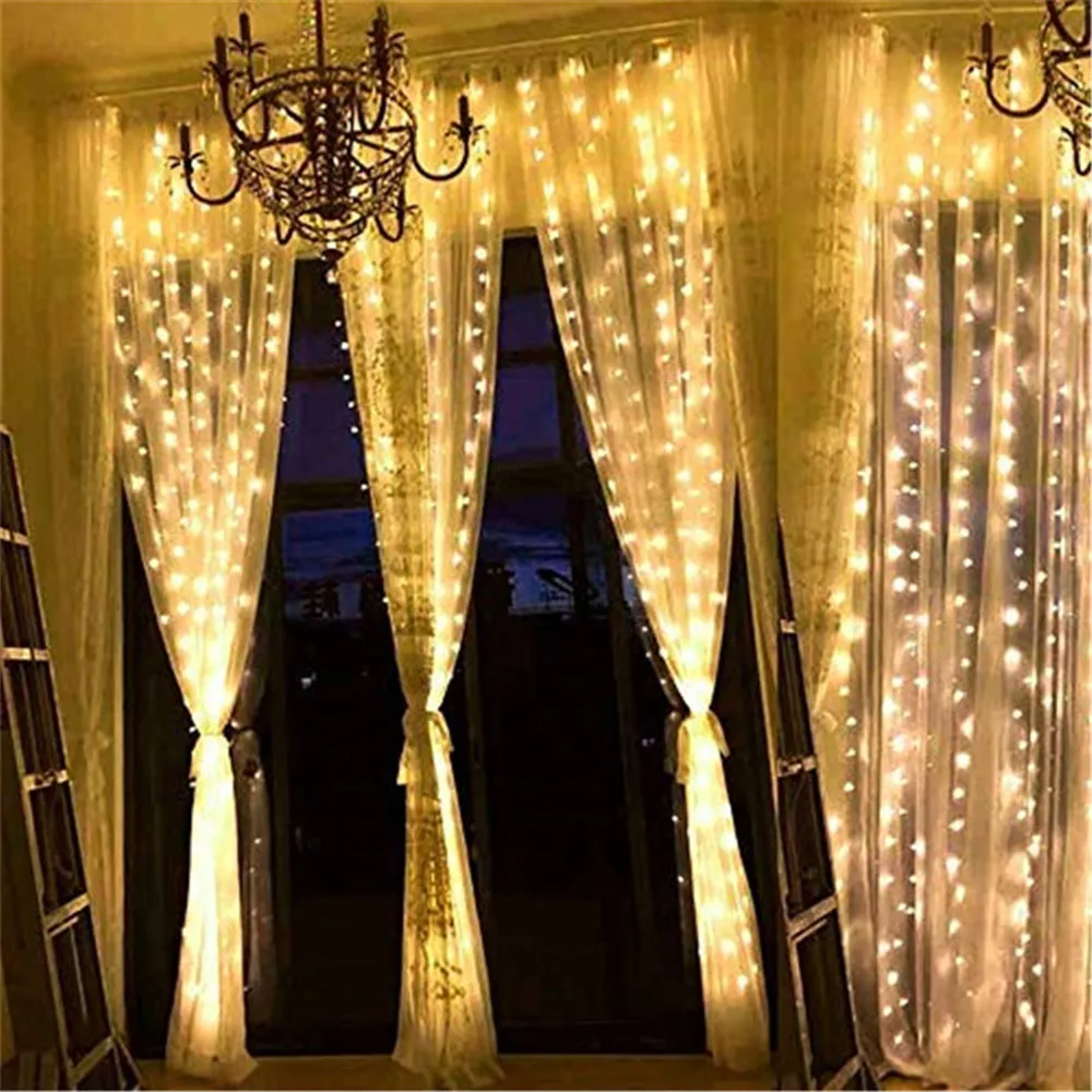 

Curtain Lights LED 3X3M Led String Lights Christmas Xmas Fairy Lights Outdoor Home For Wedding/Party/Curtain/Garden Decora