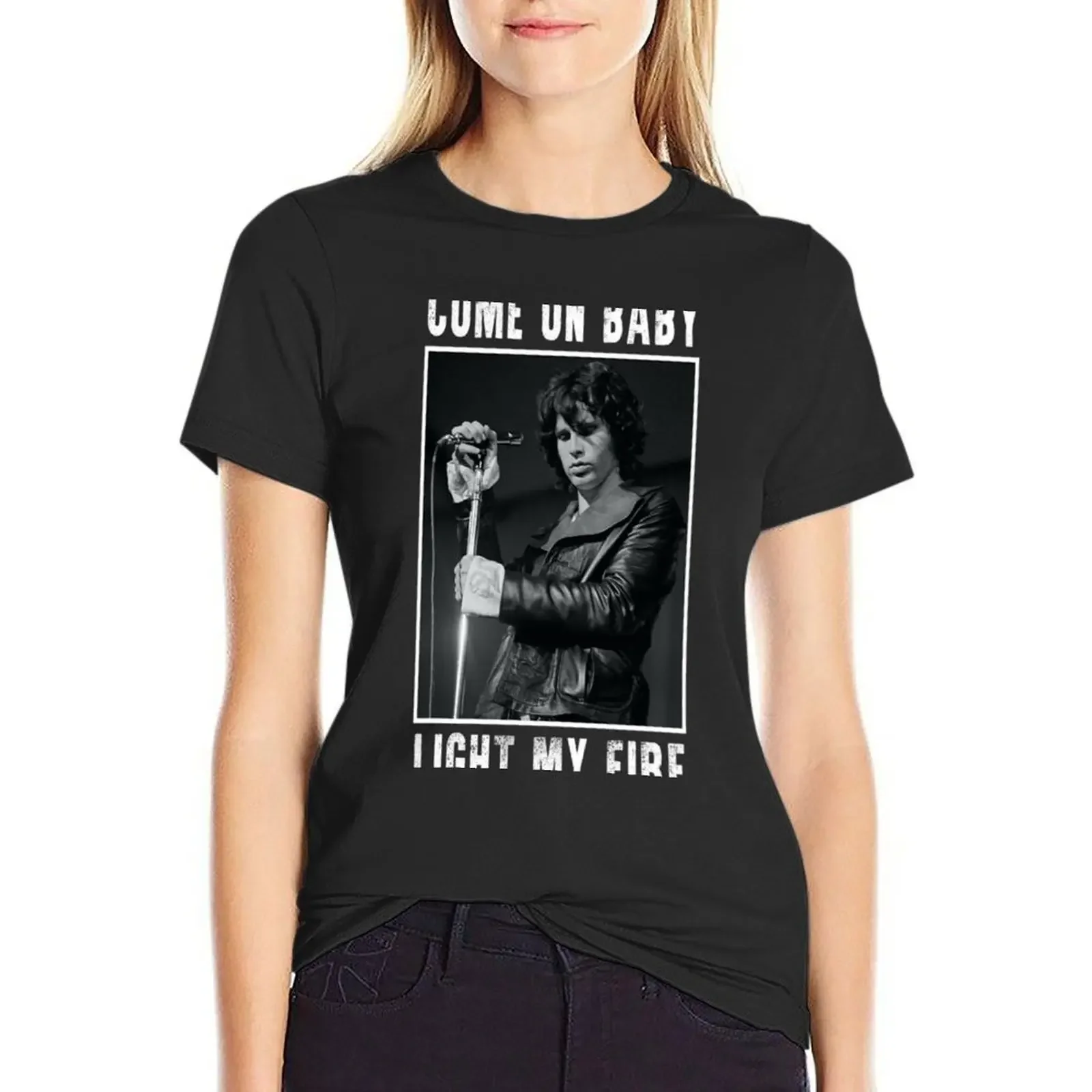 

Graphic Jim tees Morrison - Come On Baby Light My Fire Classic Essential T-Shirt oversized graphics t shirts for Women loose fit