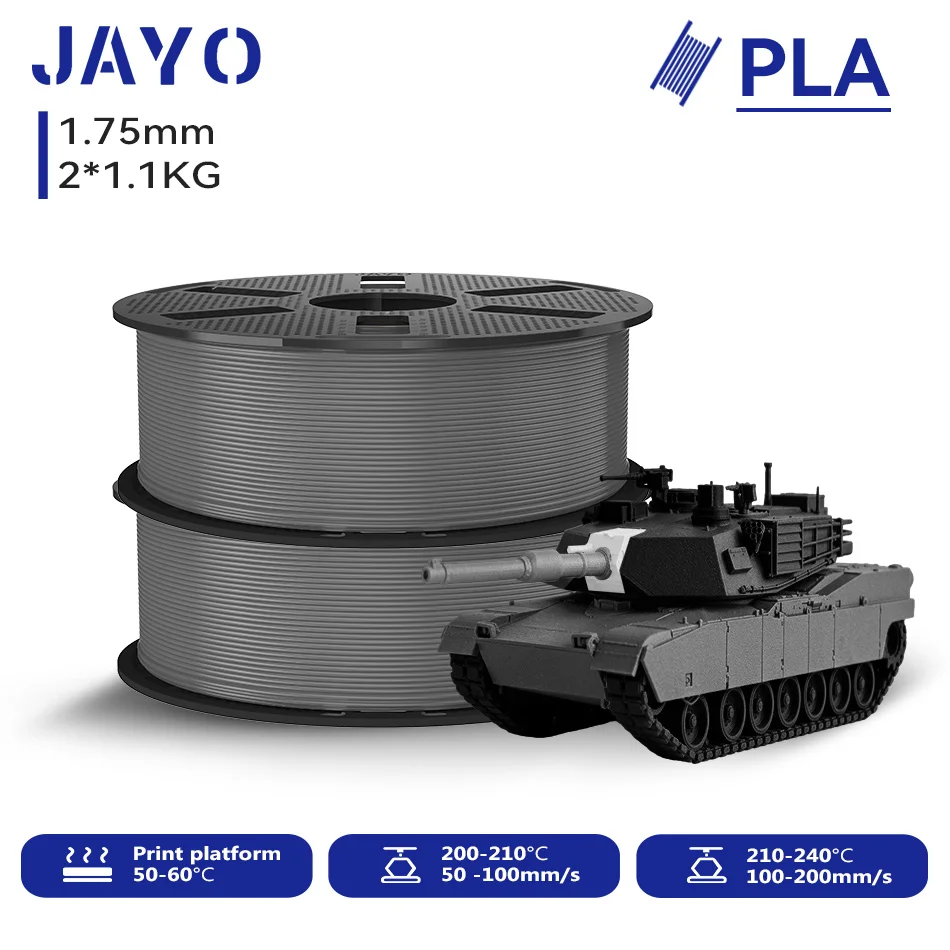 JAYO 2,2 kg 3D-PLA-Druckerfilament 1,75 mm, ungiftig und blasenfrei, PLA-Kunststoff als 3D-Druckfilament für 99 % der 3D-FDM-Drucker und -Stifte