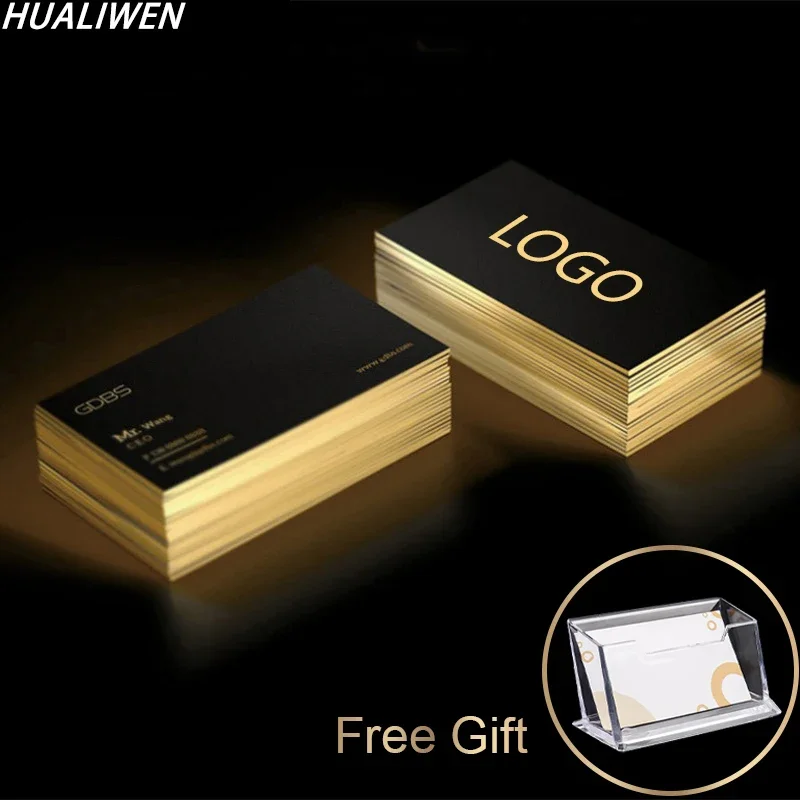 

100pcs high-end black card business cards with gold, silver, embossed special paper, can be customized with logos